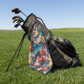  rode rozen en lila bloemmotief golfhanddoek (Groen)