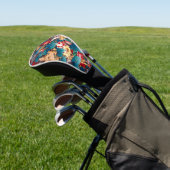 rode rozen en lila bloemmotief golfheadcover (Insitu)