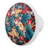  rode rozen en lila bloemmotief keramische knop (Rechts)