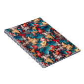 rode rozen en lila bloemmotief notitieboek (Rechterzijde)