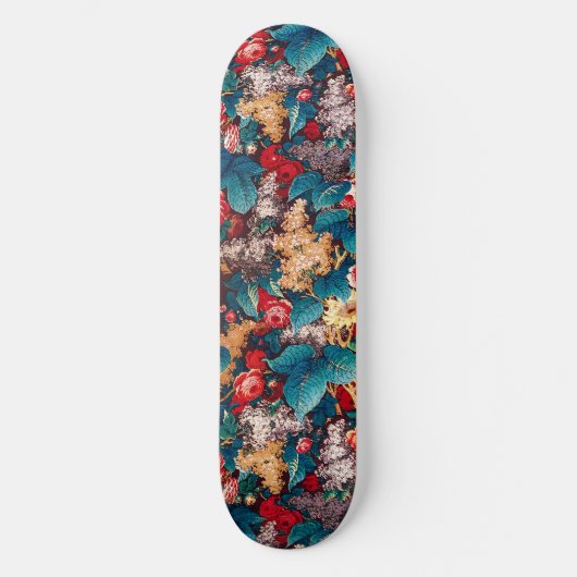  rode rozen en lila bloemmotief persoonlijk skateboard (Voorkant)