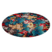  rode rozen en lila bloemmotief snijplank (Hoek)