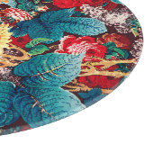  rode rozen en lila bloemmotief snijplank (Hoek)