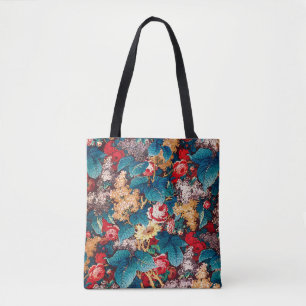  rode rozen en lila bloemmotief tote bag