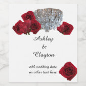 Rode rozen en luchters voor wijnbereiding wijn etiket (Enkel label)