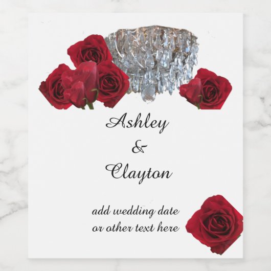 Rode rozen en luchters voor wijnbereiding wijn etiket (Enkel label)