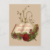 Rode rozen en open bijbel Opslaan Datum Aankondigingskaart (Voorkant)