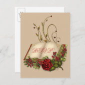 Rode rozen en open Bijbelbruiloft RSVP Uitnodiging Briefkaart (Voorkant / Achterkant)