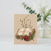 Rode rozen en open Bijbelbruiloft RSVP Uitnodiging Briefkaart (Staand voorkant)