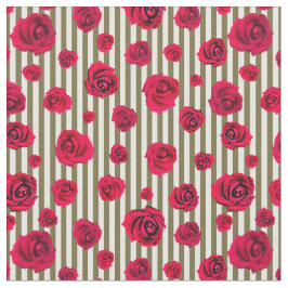 Rode rozen en opvallende groene strepen stof