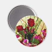 Rode rozen en orchideeën_ magneet (Voorkant / Achterkant)