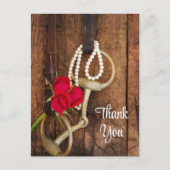 Rode rozen en paarden-bit country Weddenschap Beda Briefkaart (Voorkant)