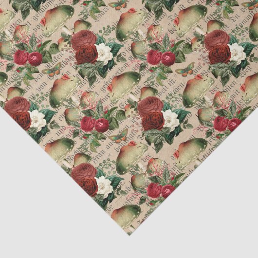 rode rozen en paddenstoelen tissuepapier (Detail)