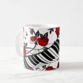 Rode rozen en pianosleutels, oogvangst! koffiemok (Voorkant links)