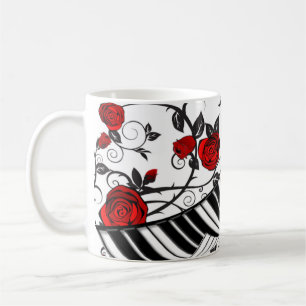 Rode rozen en pianosleutels, oogvangst! koffiemok