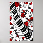 Rode rozen en pianosleutels, oogvangst! poster (Voorkant)