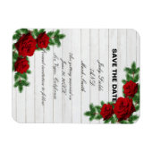 Rode rozen en pine tak kerst sparen de datum magneet (Horizontaal)
