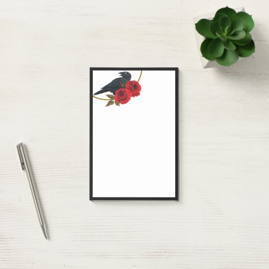 Rode rozen en Raven Post-it Notes (Kantoor)