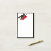 Rode rozen en Raven Post-it Notes (Op bureau)