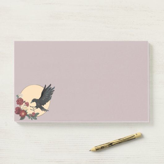 Rode rozen en Raven Post-it Notes (Op bureau)