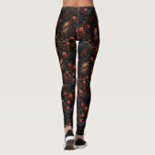 Rode Rozen en Ravens Gothic Alternative Bloemen Leggings (Achterkant)