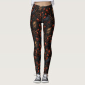 Rode Rozen en Ravens Gothic Alternative Bloemen Leggings (Voorkant)