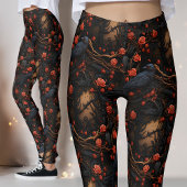 Rode Rozen en Ravens Gothic Alternative Bloemen Leggings
