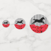 Rode Rozen en Renpaard Derby Bruidsdouche Confetti (Voorkanten)
