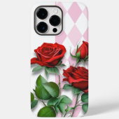 Rode rozen en roze en witte diamantpatroon Case-Mate iPhone case (Achterkant)