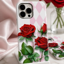 Rode rozen en roze en witte diamantpatroon