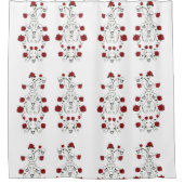 Rode rozen en schedels schotelgordijn douchegordijn (Voorkant)