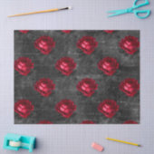 Rode rozen en schrijven op grijze ontkoppeling tissuepapier (Craft)