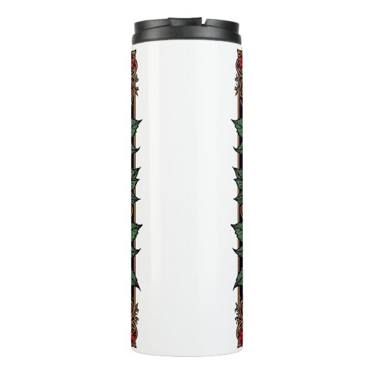 Rode rozen en skeletschedel Art Nouveau Thermosbeker (Achterkant)