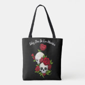 Rode rozen en Skulls Happy Day of the Dead Tote Bag (Achterkant)