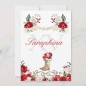 Rode rozen en touwen Western Charro Quinceañera Kaart (Achterkant)