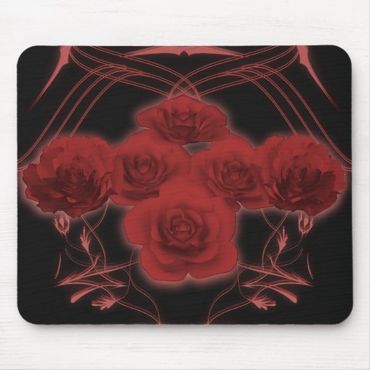 Rode rozen en tribale patronen - Mousepad Muismat (Voorkant)