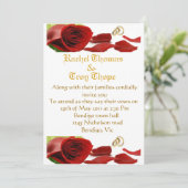 Rode rozen en trouwring kaart (Staand voorkant)
