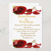 Rode rozen en trouwring kaart (Voorkant / Achterkant)