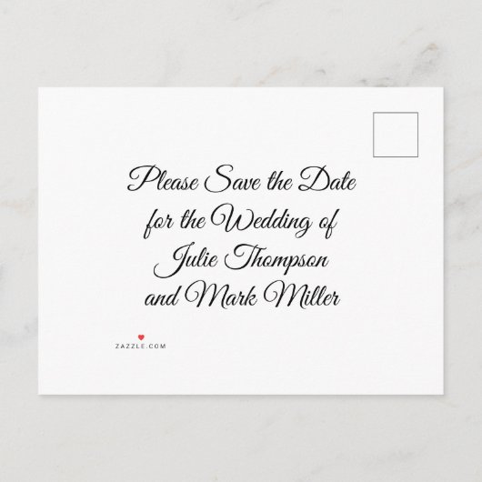 Rode rozen en trouwringen slaan de datum op aankondigingskaart (Achterkant)