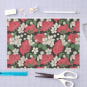 Rode Rozen en Witte Bloemen Illustraties Patroon Tissuepapier (Craft)