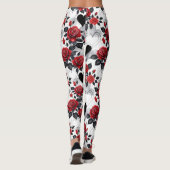Rode Rozen en Zwarte Harten Romantisch Patroon Leggings (Achterkant)