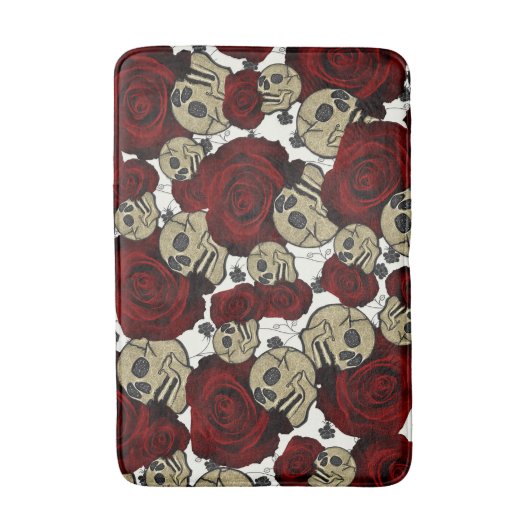 Rode rozen en zwarte rozen badmat (Voorkant Verticaal)