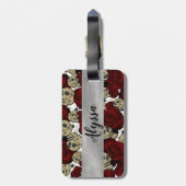 Rode rozen en zwarte rozen bagagelabel (Achterkant verticaal)