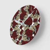 Rode rozen en zwarte rozen ronde klok (Hoek)