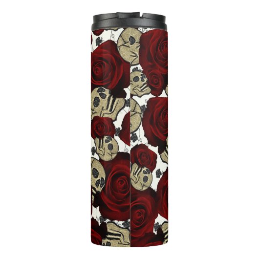 Rode rozen en zwarte rozen thermosbeker (Achterkant)
