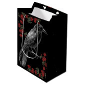 Rode rozen en zwarte vogels The Raven Medium Cadeauzakje (Voorkant Gekanteld)