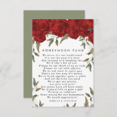 rode rozen floral bruiloft geld informatiekaartje (Voorkant / Achterkant)
