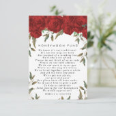rode rozen floral bruiloft geld informatiekaartje (Staand voorkant)