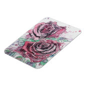 Rode rozen Floral Flowers Waterverf Magnet Magneet (Linkerzijde)