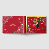 Rode Rozen Floral Goud Quinceañera Quince 15 Foto Gastenboek (Volledig)